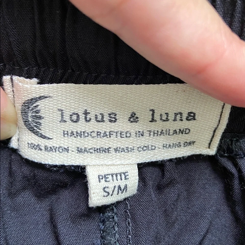 Lotus and Luna • Black Wide Leg Drawstring Pants